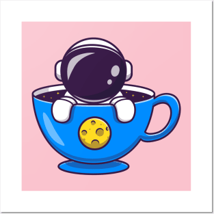 Cute Astronaut In Cup Cartoon Posters and Art